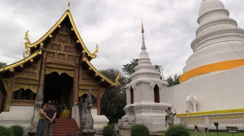 Wat Phra Singh, White Elephant. Chiang Mai, Thailand, HD 1080p Stock Footage 34210562