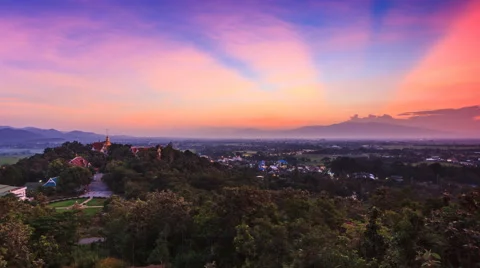 Wat PhraThat Doi Saket Temple On Mountain And Landscape Sunrise 4K Time Lapse Stock Footage 68876248