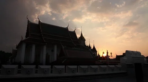 Wat Ratchanatdaram Religion HDV Bangkok Buddhist Temple Architecture Accelerated Stock Footage 46443358