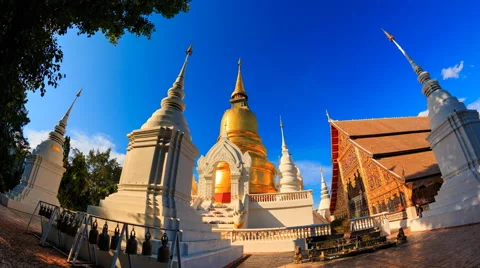 Wat Suan Dok Landmark Temple Of Chiang Mai, Thailand (fisheye Lens , loop left) Stock Footage 68484325