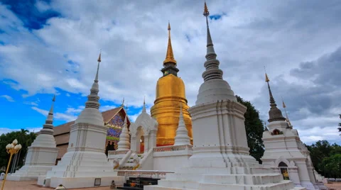 Wat Suan Dok Landmark Temple Of Chiang Mai, Thailand 4K Time Lapse (zoom out) Stock Footage 68532870