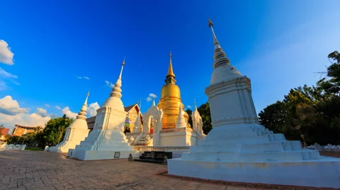 Wat Suan Dok Landmark Temple Of Chiang Mai, Thailand (loop right) Stock Footage 68578347