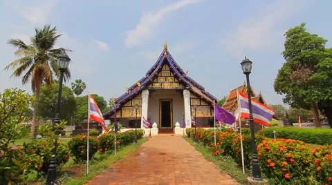 Wat Thung Yang, Ancient buddha temple. Lae district, Uttaradit, Thailand Stock Footage 49905099