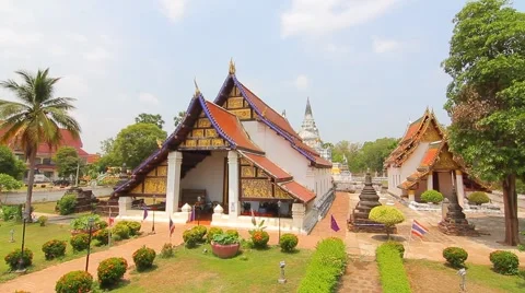 Wat Thung Yang, Ancient buddha temple. Lae district, Uttaradit, Thailand Stock Footage 49942937