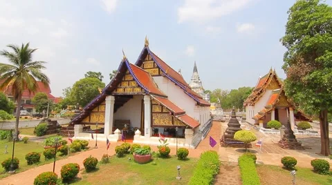 Wat Thung Yang, Ancient buddha temple. Lae district, Uttaradit, Thailand Stock Footage 49943077