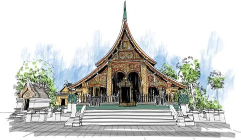 Wat Xieng Thong Stock Illustration