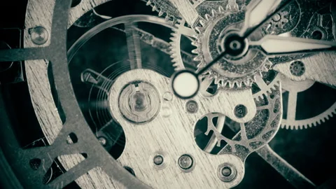 Watch 2. Macro shot of the movement of a mechanical wrist watch. 4K tripod Video stock 140480186