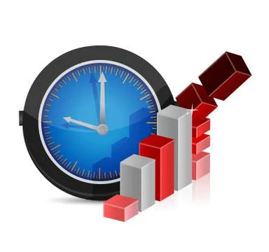 Watch and falling business graph Stock Illustration