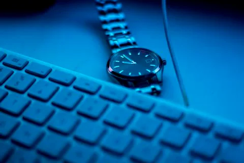 Watch and Keyboard Horizontal Stock Photos