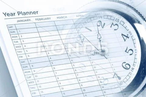 Watch and year planner page Stock Photos