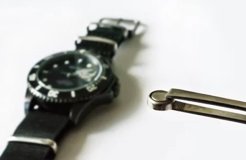 Watch battery replacement Stock Photos