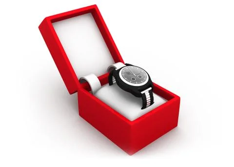 Watch in box  isolated on a white background Stock Illustration