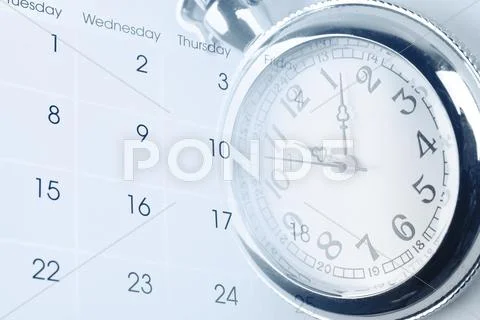 Watch on calendar page numbers Stock Photos
