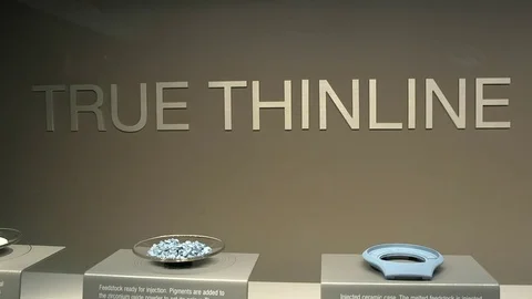 Watch ceramic cases exhibited at Rado booth at Baselworld. Stock Footage 82279903
