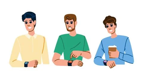 Watch checking time man vector Stock Illustration