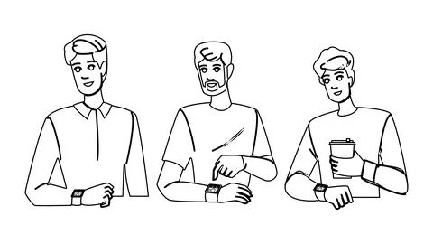 Watch checking time man vector Stock Illustration