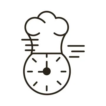 Watch clock with chef hat line style icon Stock Illustration