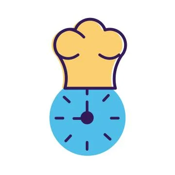 Watch clock with chef hat line and fill style icon Stock Illustration