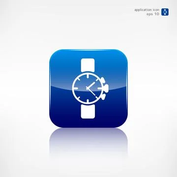 Watch clock icon. Application button. Illustrazione stock