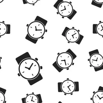 Watch clock seamless pattern background. Business flat vector illustration. C Stock Illustration