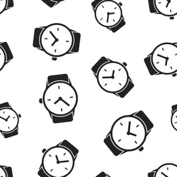 Watch clock seamless pattern background. Business flat vector illustration. C Stock Illustration