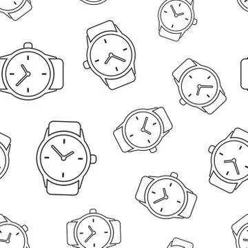 Watch clock seamless pattern background. Business flat vector illustration. C Stock Illustration