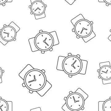 Watch clock seamless pattern background. Business flat vector illustration. C Illustrazione stock