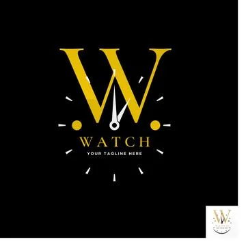 Watch clockwise sync letter W serif font Relate to monogram typography reload Stock Illustration