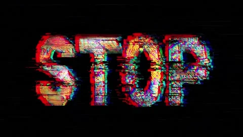 Watch as colorful glitch text transforms in a captivating stop motion Stock Footage 318454692
