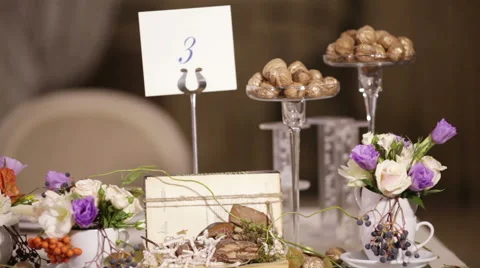 Watch decorated table with flowers Stock-Footage 54036454