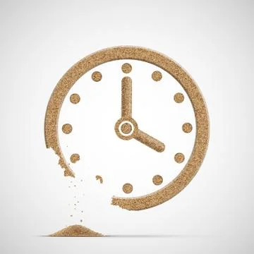 Watch dial is made of sand. Clock is crumble. Stock Illustration