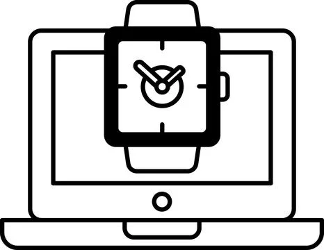 A watch is displayed on a laptop screen Stock Illustration