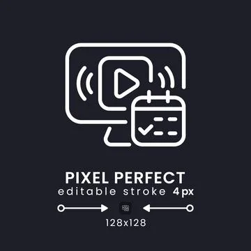 Watch Event white linear desktop icon on black Illustrazione stock