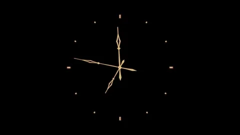 The watch face is black, the gold hands are strokes, the numbers are 7 o'cl.. Stock Footage 317038643