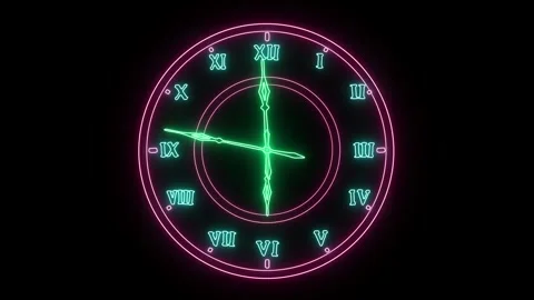 Watch face blue green hands Roman numerals 6 oclock hands in motion black screen Vidéo 319576005