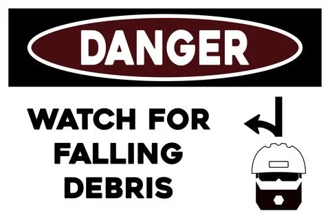 Watch for falling debris warning sign Stock Illustration