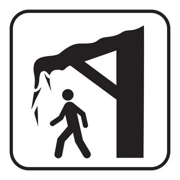 Watch for falling ice map symbol, national park pictogram Stock Illustration