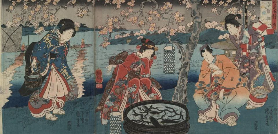 Watch Fire, Fire from Five Elements of the Environment. Artist: Utagawa Ku... Foto stock