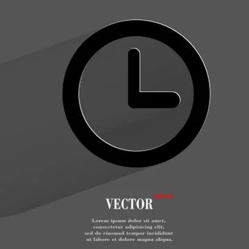 Watch. Flat modern web button with long shadow and space for your text. Stock Illustration