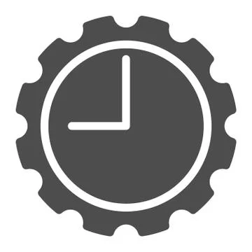 Watch with gear solid icon. Clock with cogwheel vector illustration isolated on Stock-Illustration