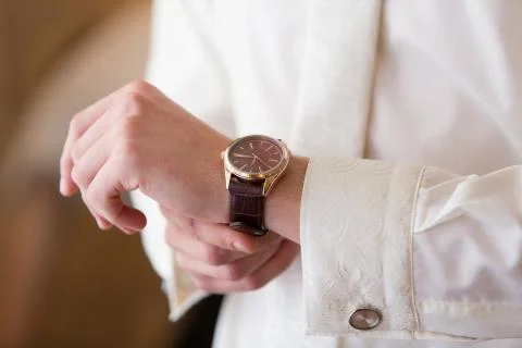 Watch on hands Stock Photos