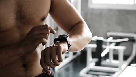 This watch has so many apps. Stock Footage 103438663