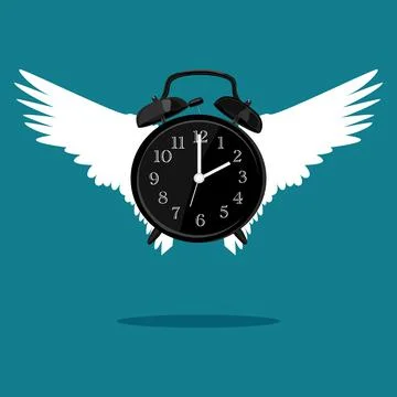 The watch has wings to fly. time independent concept. vector illustration Illustrazione stock