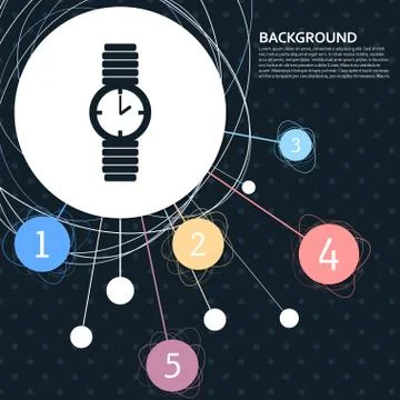 Watch icon with the background to the point and  infographic style. Vector Stock Illustration