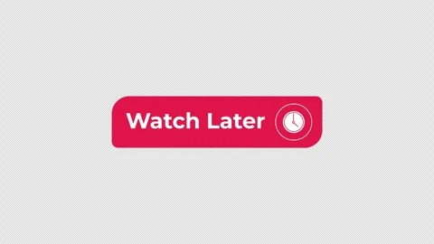 Watch later interactive flat button with click animation Stock Footage 332272149