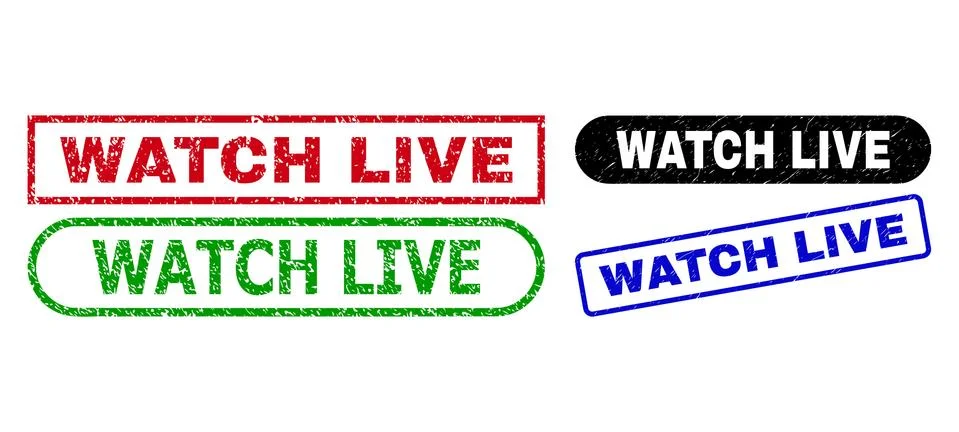 WATCH LIVE Rectangle Seals with Rubber Texture Stock Illustration