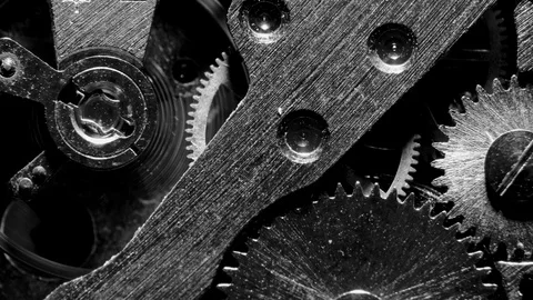 Watch mechanism macro loop.Old vintage clock mechanism working Stock Footage 101337741