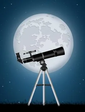 Watch the moon with telescope Stock Illustration