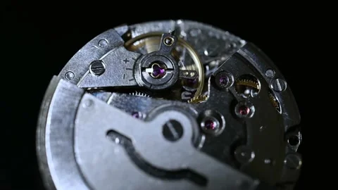 Watch movement on black background Stock Footage