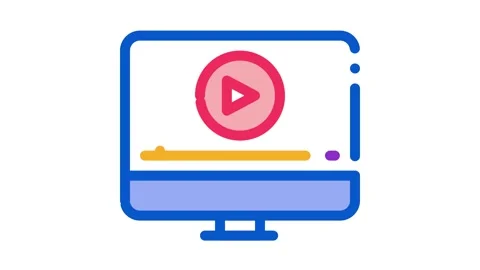 Watch movie on computer Icon Animation Stock Footage